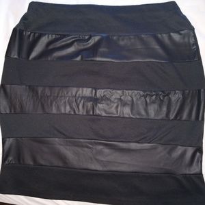 BlackBlack Knee Length Polyester and Faux Leather